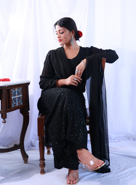 Mehrunisa Black - Nargis Full Viscose Set