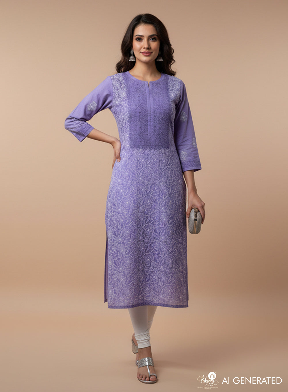 Mehak Lavender - Cotton Terry Voile Bahaar Chikankari Kurta