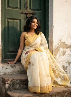 Mustard Dhoop Chaav - Aks Super Net Chikankari Saree