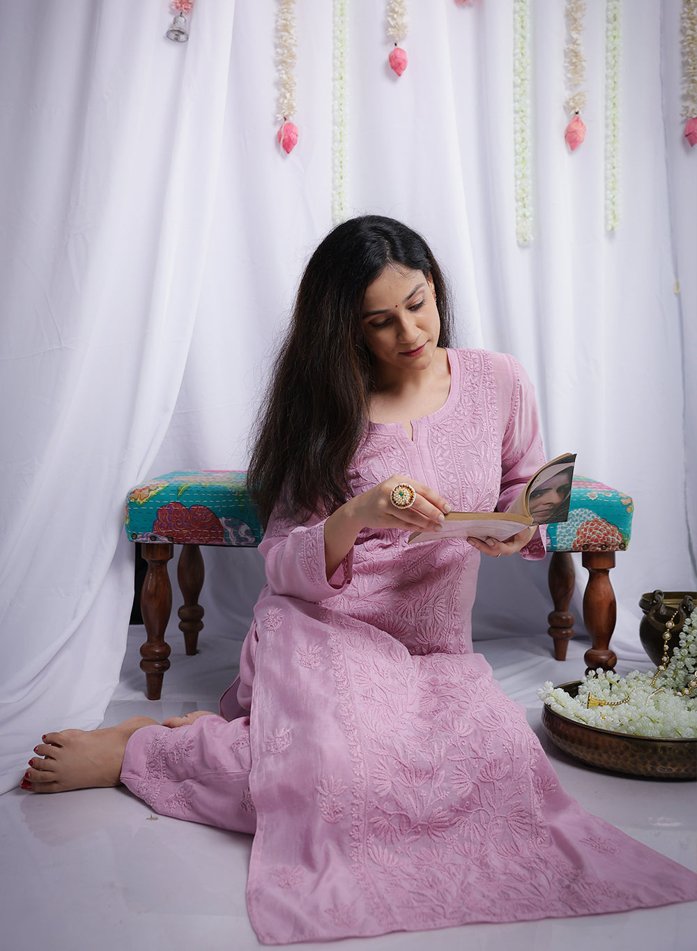 Saroj Lilac - Muslin Nargis Chikankari Set