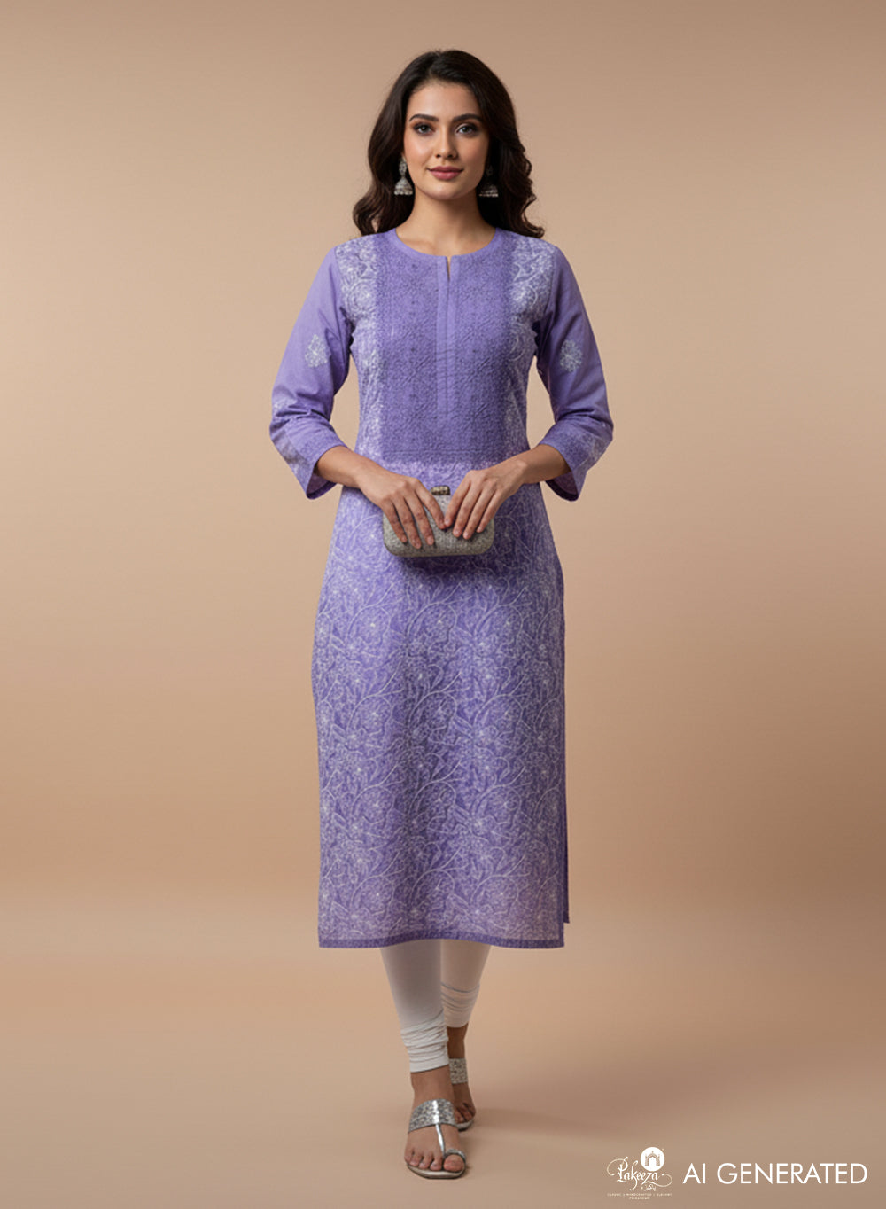 Mehak Lavender - Cotton Terry Voile Bahaar Chikankari Kurta