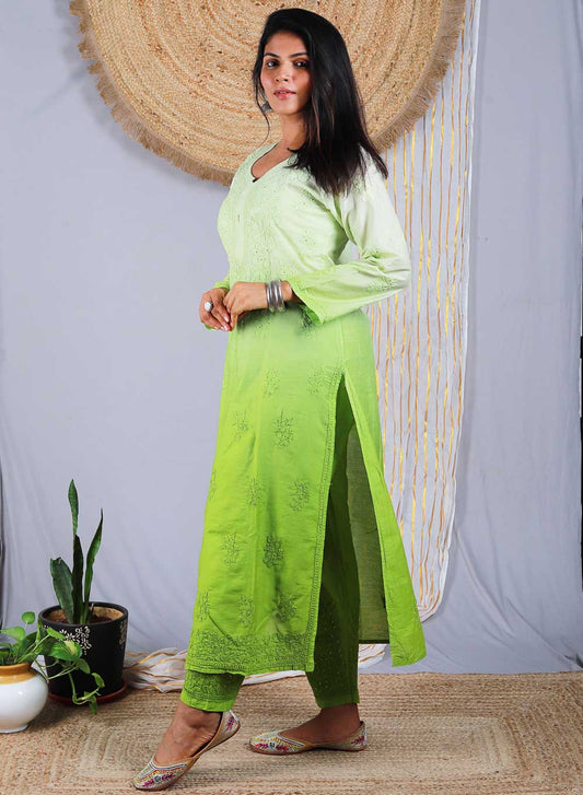 Aafreen Green Ombre  - Nargis Chanderi Kurta & Pant Set
