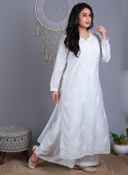 Aafreen White  - Nargis Chanderi Kurta & Sharara Set