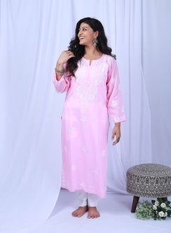 Afsoon Pink - Bahaar Modal Chikankari Kurta