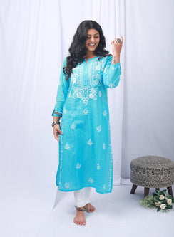 Afsoon Sky Blue - Bahaar Modal Chikankari Kurta