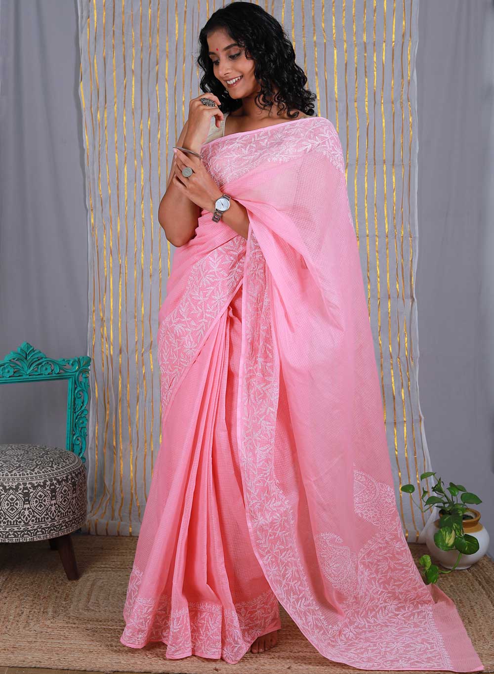 Aparajita Peach Pink  - Aks Kota Cotton Saree