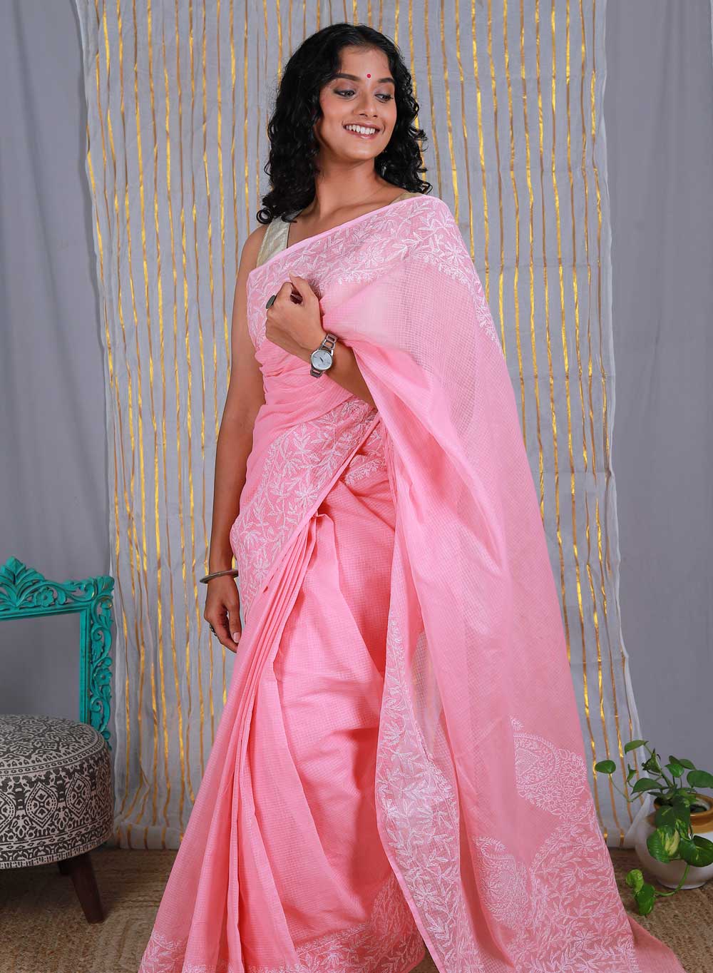 Aparajita Peach Pink  - Aks Kota Cotton Saree