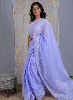 Aparajita Lavender - Aks Kota Cotton Chikankari Saree