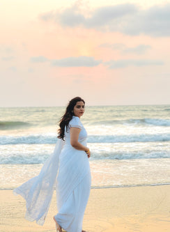 Aparajita White - Aks Kota Cotton Chikankari Saree