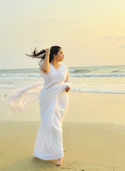 Aparajita White - Aks Kota Cotton Chikankari Saree