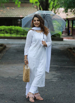 Apurva - White Pearls Anjuman Pure Mulmul Chikankari Kurta