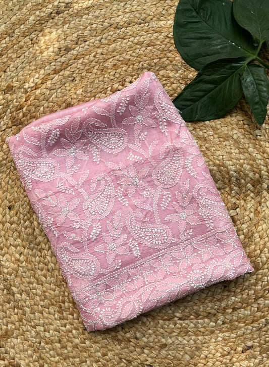 Baby Pink - Dhoop Kinaray Pure Tussar Silk Kurta Fabric