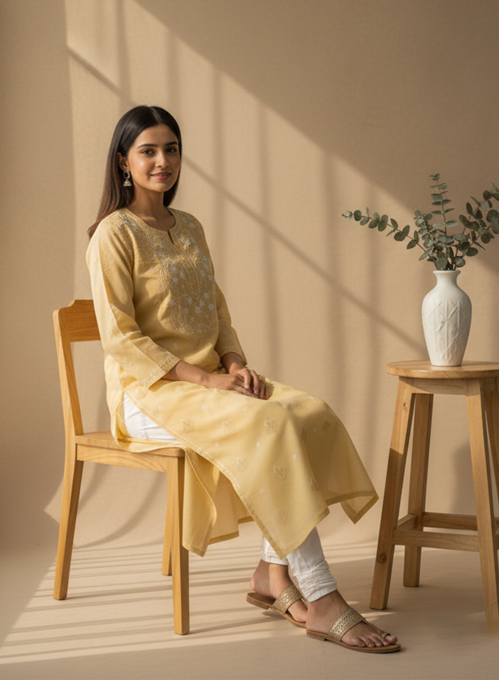 Muskmelon - Bahaar Cotton Terry Voile Chikankari Kurta