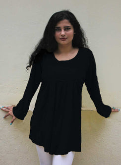 Black - Resham Thread Gulshan Chikankari Short Top