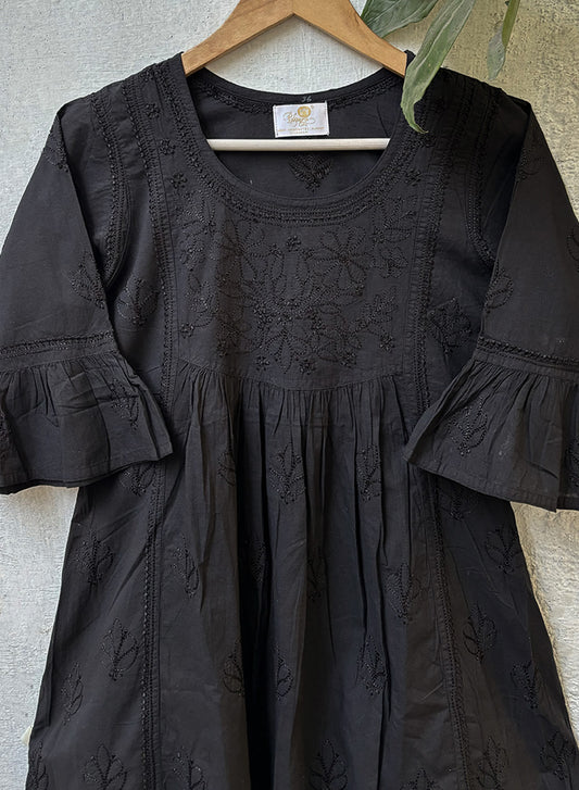Black Bell Sleeves - Pure Cotton Gulshan Short Top