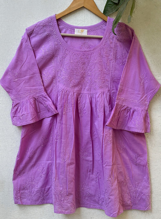 Light Purple Bell Sleeves - Pure Cotton Gulshan Short Top