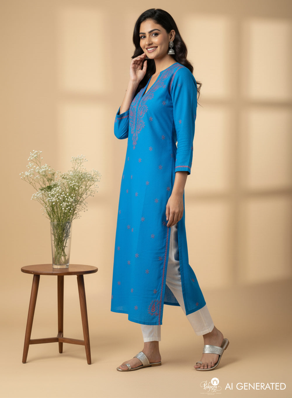 Blue - Bahaar Cotton Chikankari Kurta