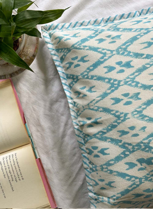 Blue Checks - Gharaonda Cotton Cushion Cover