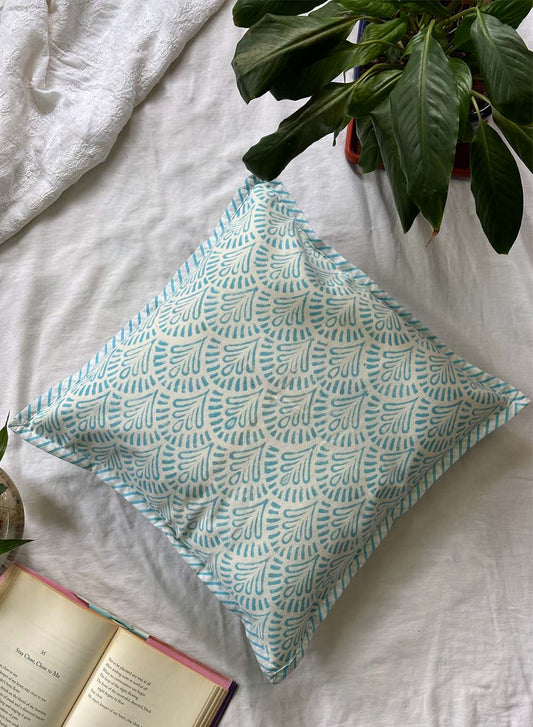 Blue Flower - Gharaonda Cotton Cushion Cover