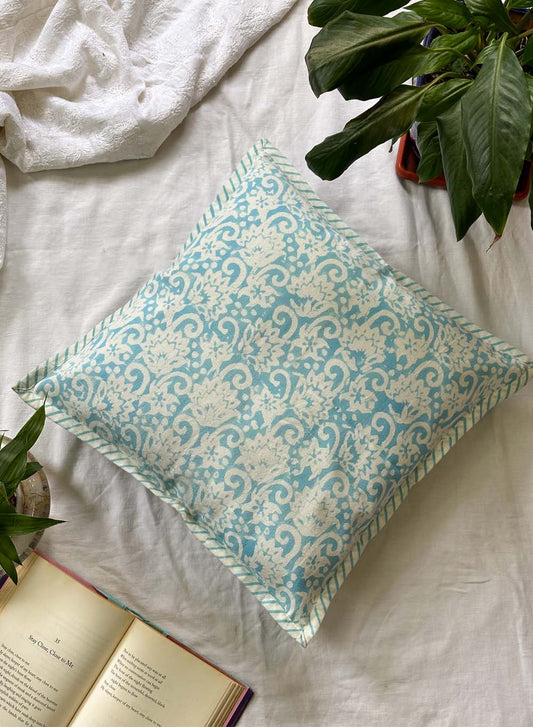 Blue Full Print - Gharaonda Cotton Cushion Cover