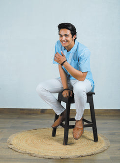 Faiz Blue - Cotton  Chikankari Short Kurta
