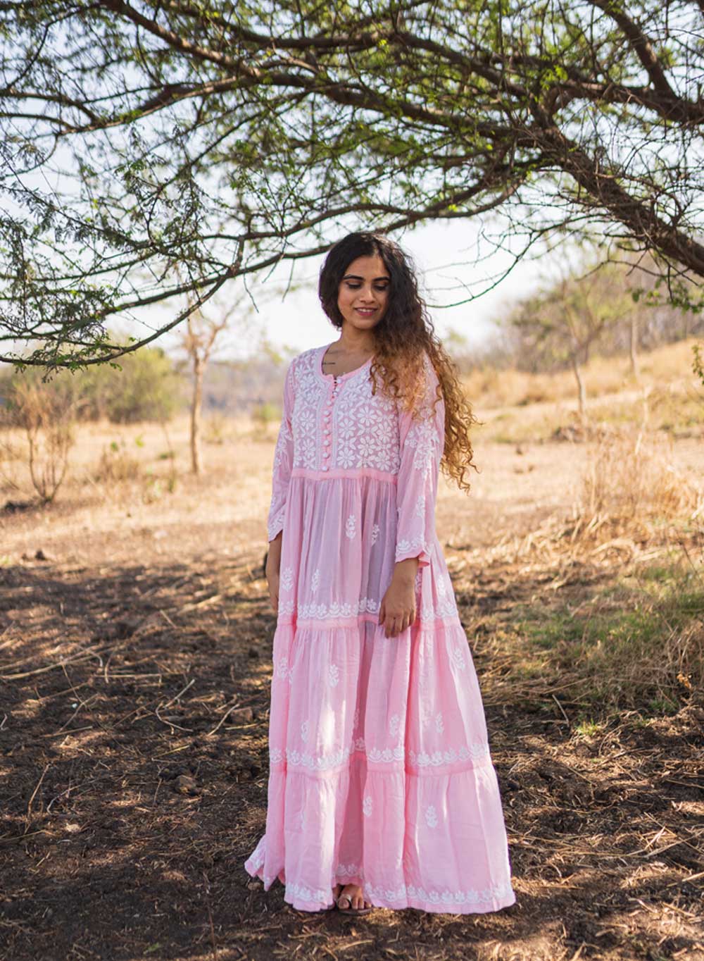 Falak Peach - Three Layer Modal Gown