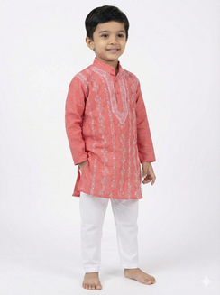 Vedant Peach - Nanhe Farishtey Cotton Chikankari Kurta