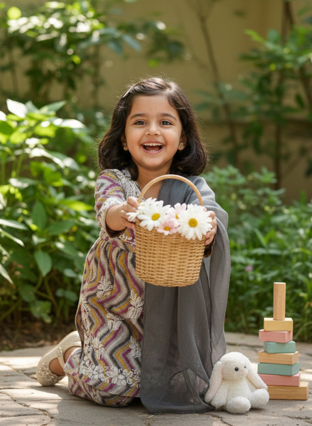 Pankhudi - Gray Mul Cotton Chikankari Nanhe Farishtey Kidswear Set