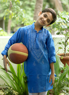 Ink Blue - Cotton Chikankari Kurta