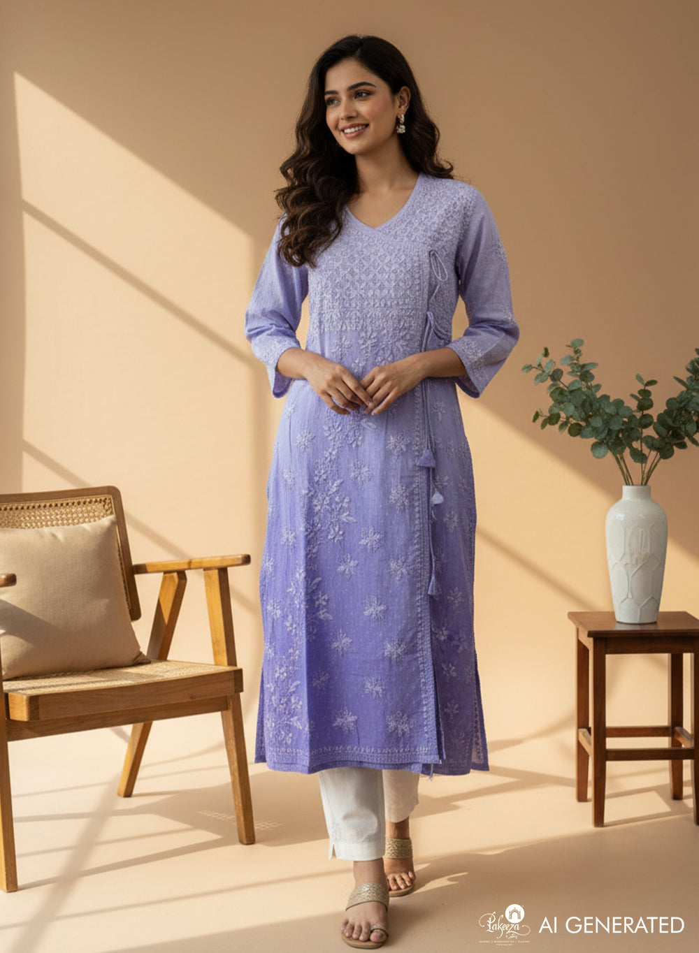 Lavender Ombre - Bahaar Dobby Cotton Chikankari Kurta