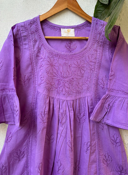 Lavender Bell Sleeves - Pure Cotton Gulshan Short Top