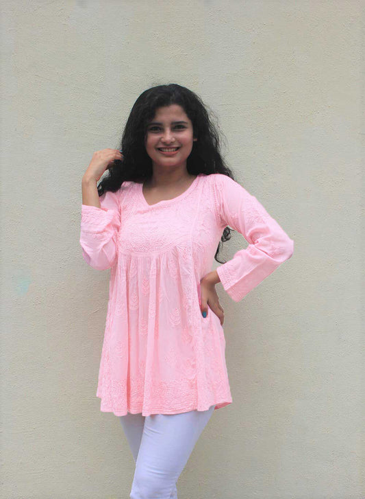 Light Pink - Mulmul Gulshan Short Top