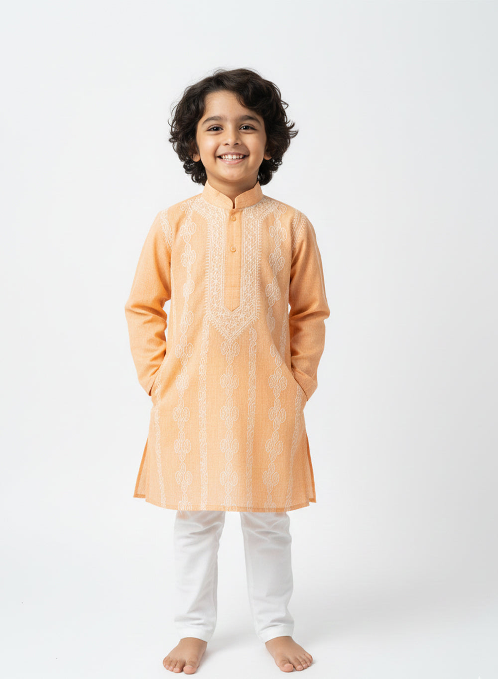 Vedant Orange - Nanhe Farishtey Cotton Chikankari Kurta