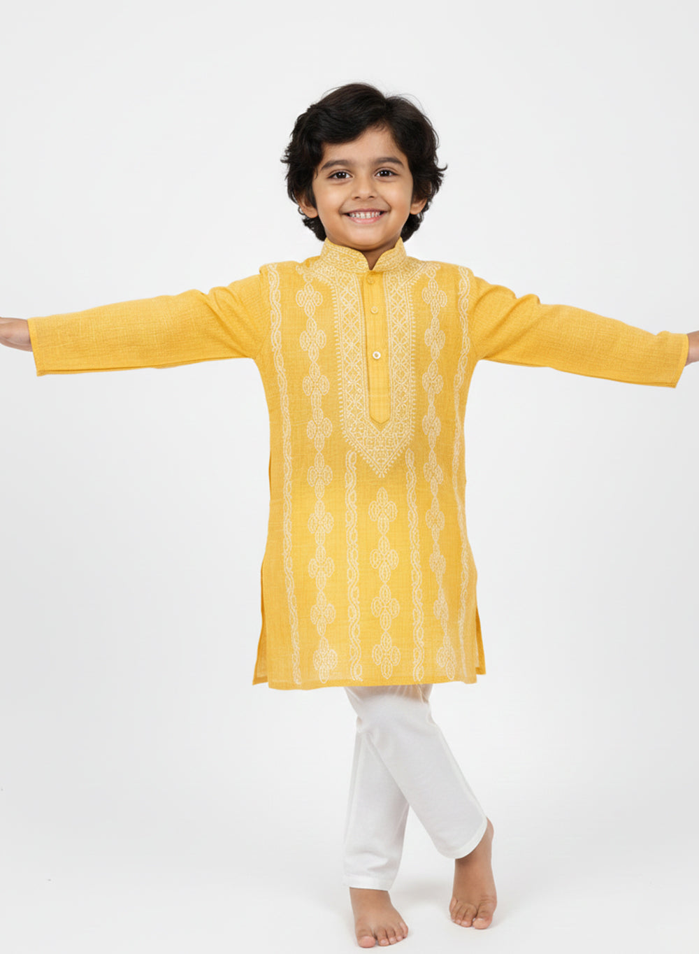 Vedant Yellow - Nanhe Farishtey Cotton Chikankari Kurta