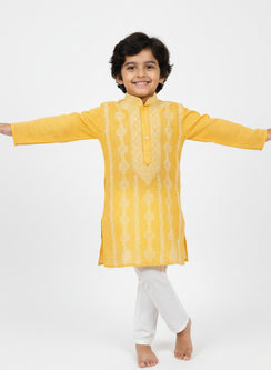 Vedant Yellow - Nanhe Farishtey Cotton Chikankari Kurta