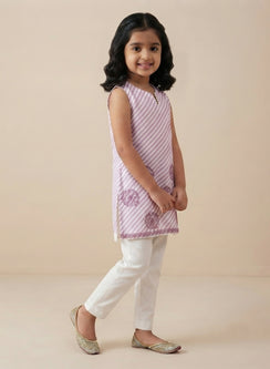 Mauve - Nanhe Farishtey Girls Chikankari Short Kurta