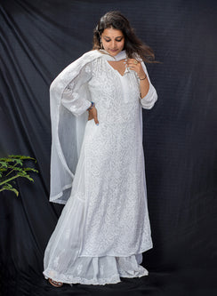 Mehrunisa White - Nargis Full Viscose Chikankari Set