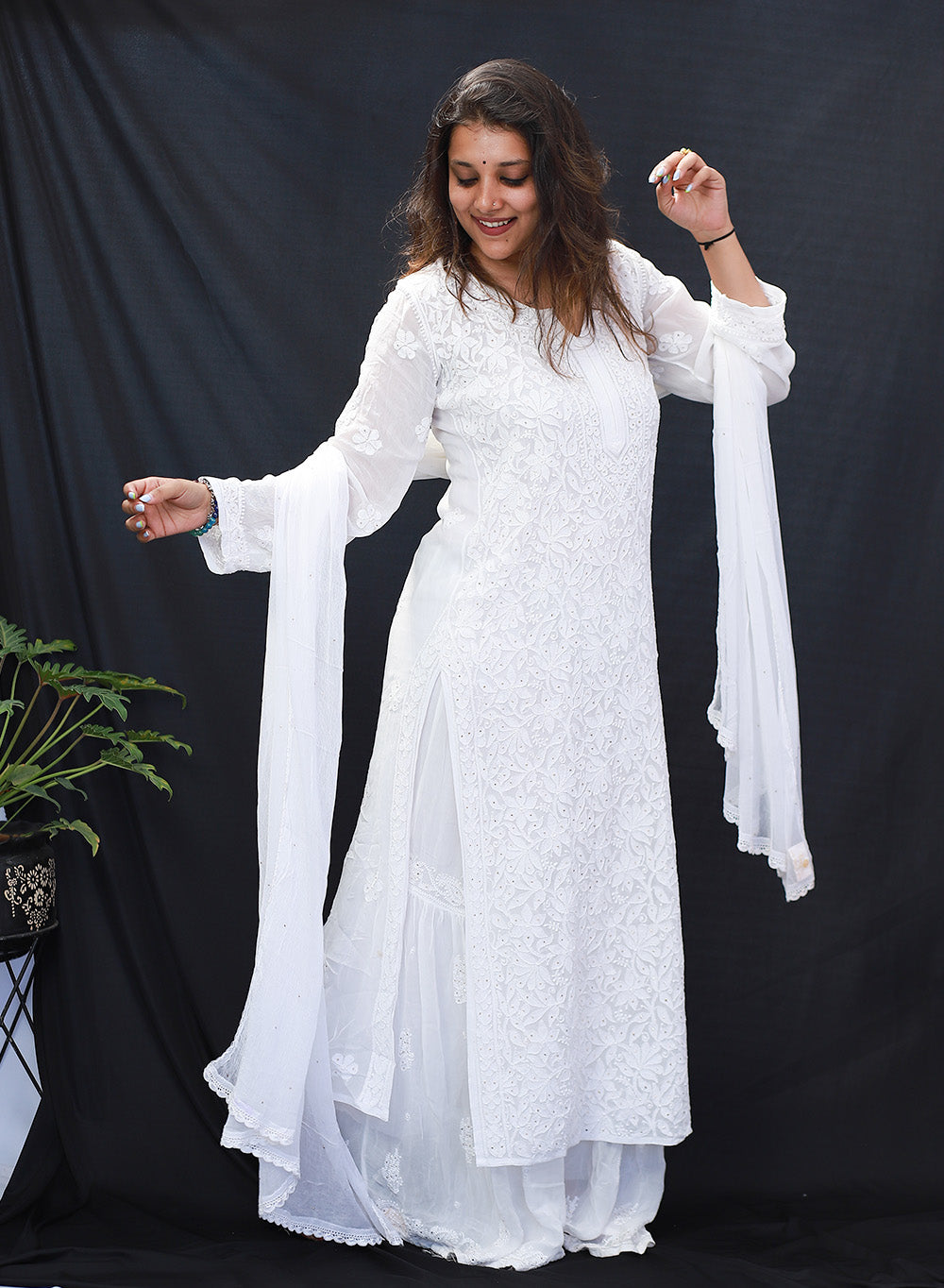 Mehrunisa White - Nargis Full Viscose Chikankari Set
