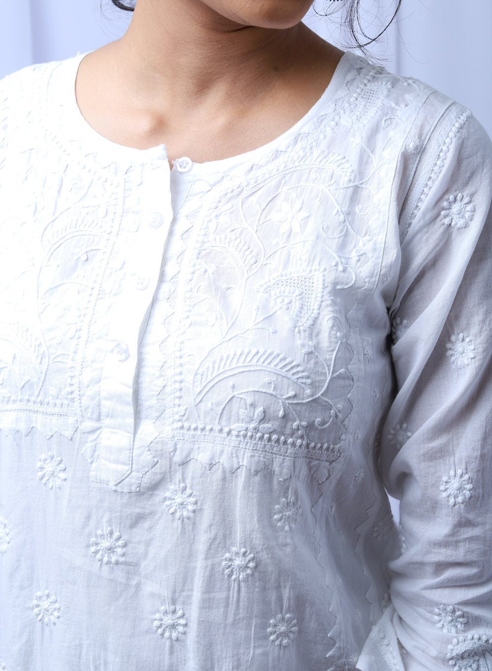 Mogra Bahaar Pure Cotton Daraz Chikankari Kurta Pakeeza Chikankari