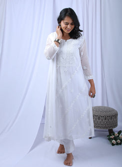 Nadia White - Bahaar Kota Doria Chikankari Kurta