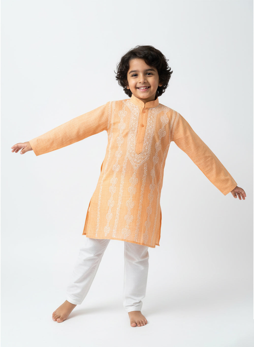 Vedant Orange - Nanhe Farishtey Cotton Chikankari Kurta