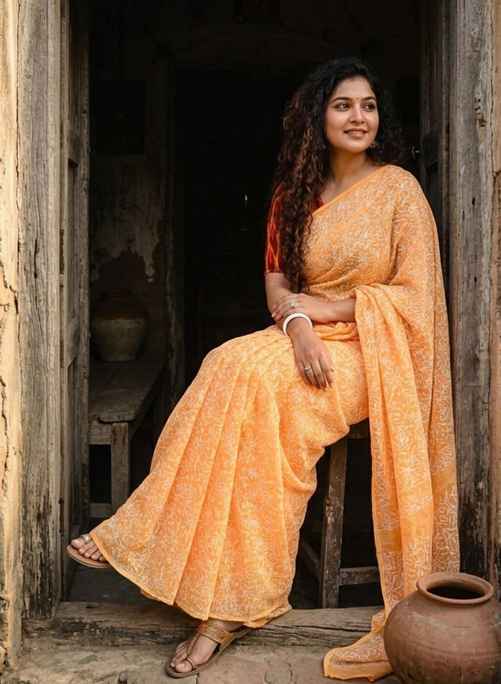 Shabnam Mango Full Jaal - Aks Cotton Tepchi  Chikankari Saree