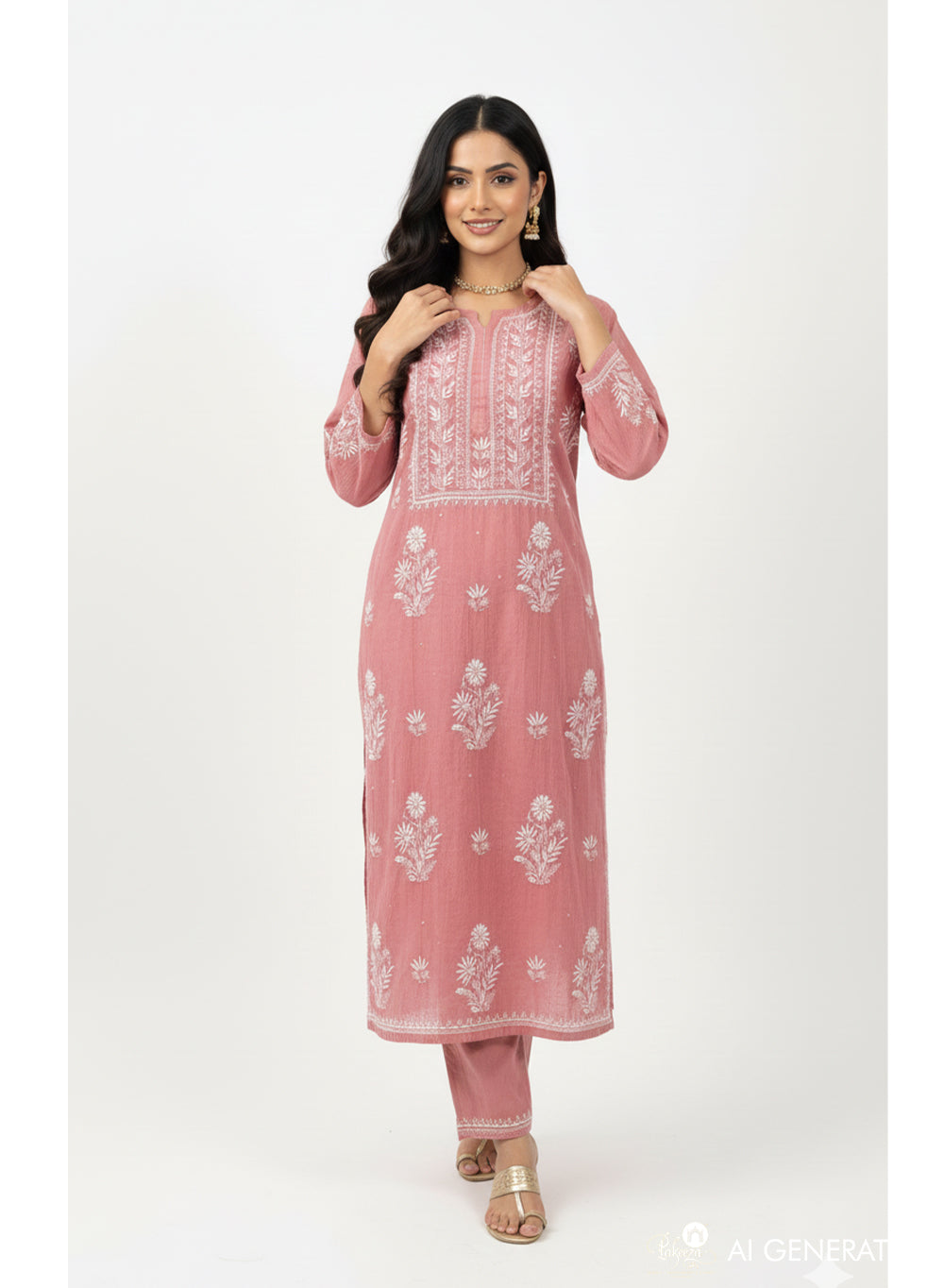 Eraya Brick - Mul Chanderi Nargis Chikankari Set