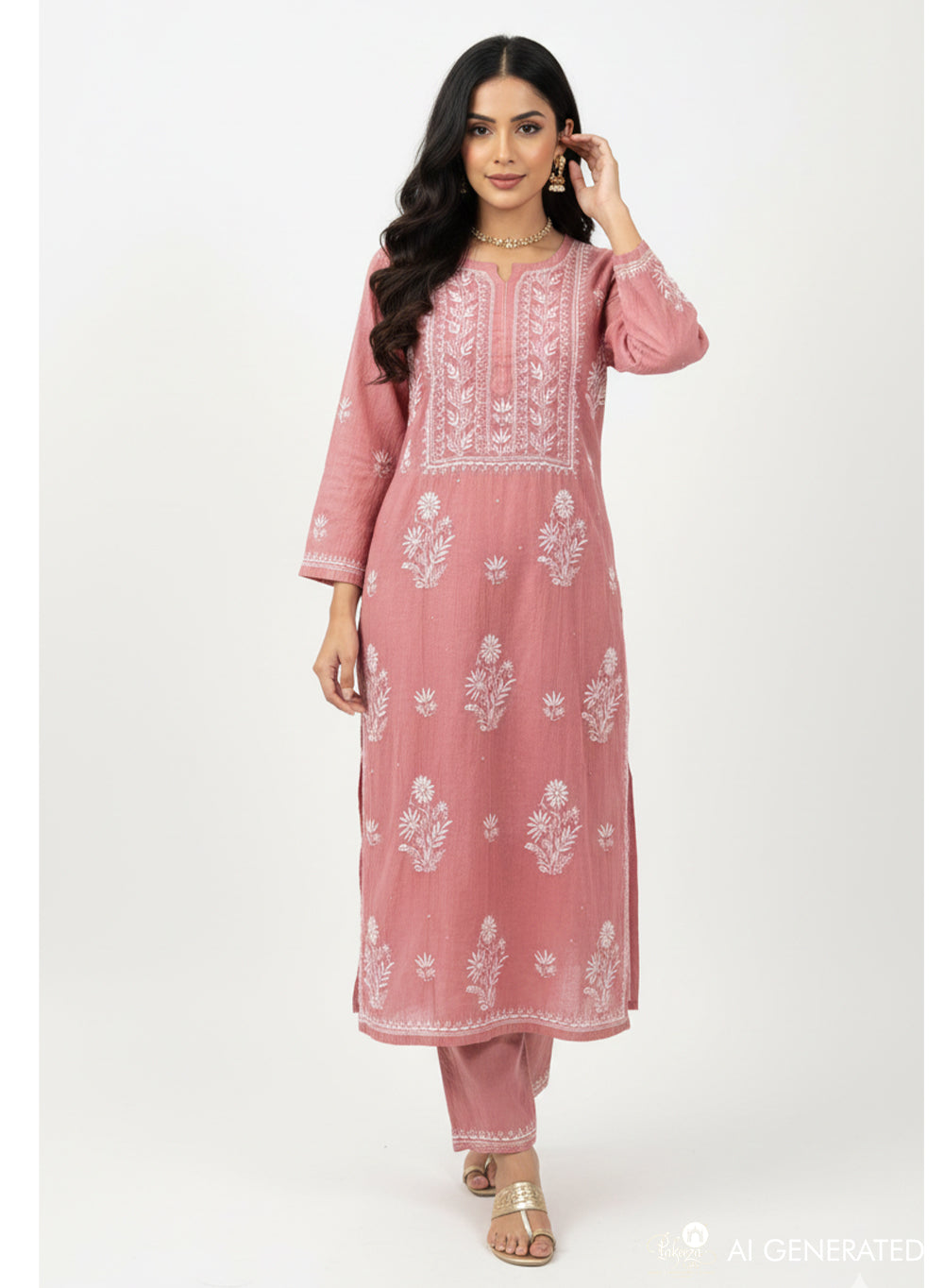 Eraya Brick - Mul Chanderi Nargis Chikankari Set