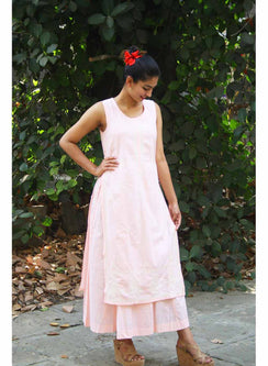 Dori Peach - Cotton Chikankari Gown