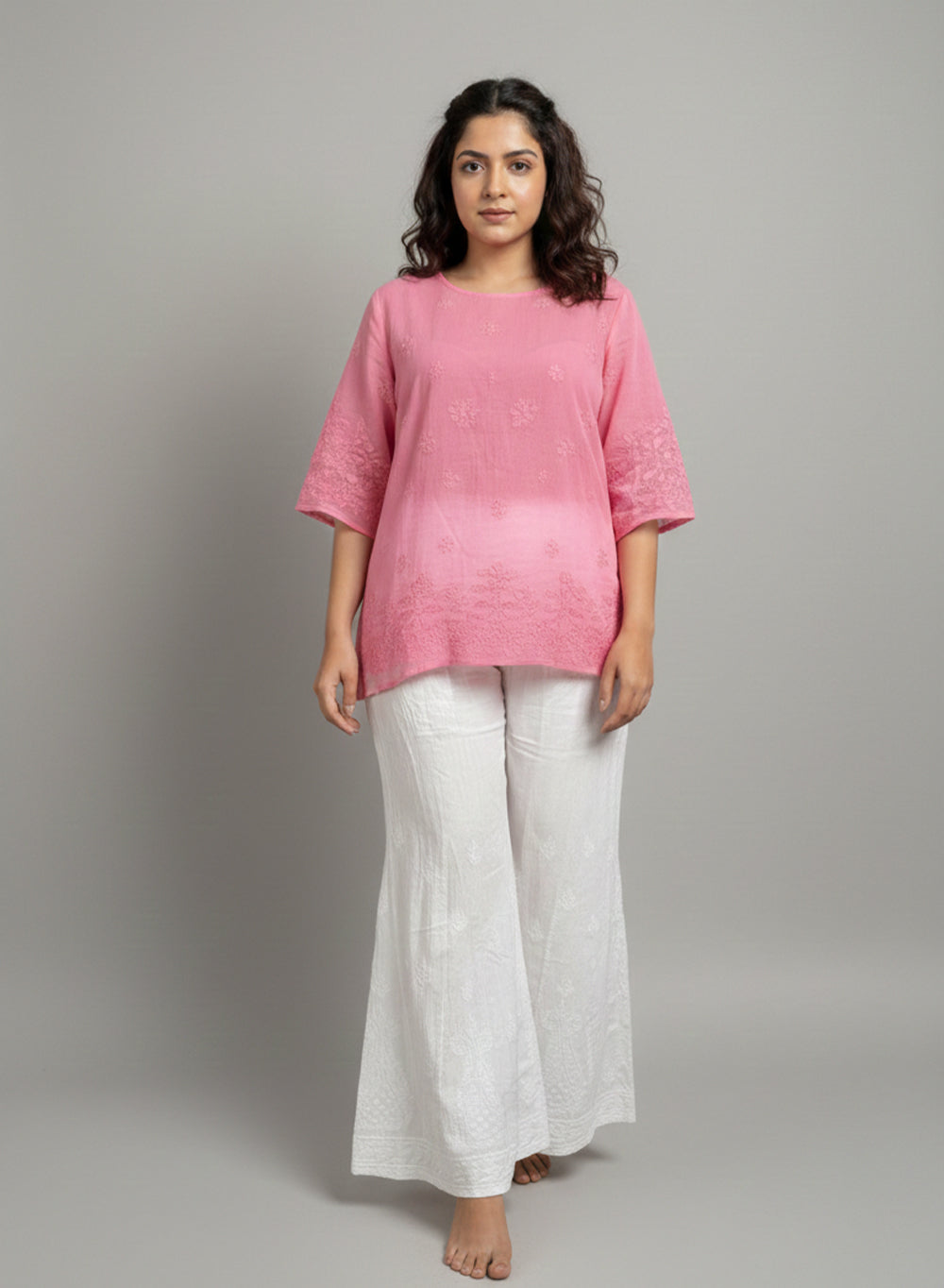 White -Ta'abeer Cotton Chikankari Sharara