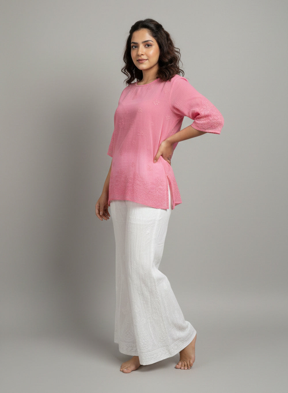 White -Ta'abeer Cotton Chikankari Sharara