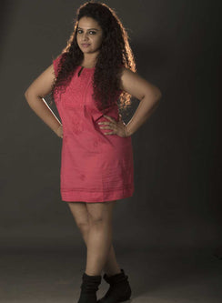 Peach Sleeveless - Gulshan Cotton Chikankari Short Top