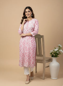 Gul-daar Pink - Bahaar Mul Cotton Chikankari Kurta