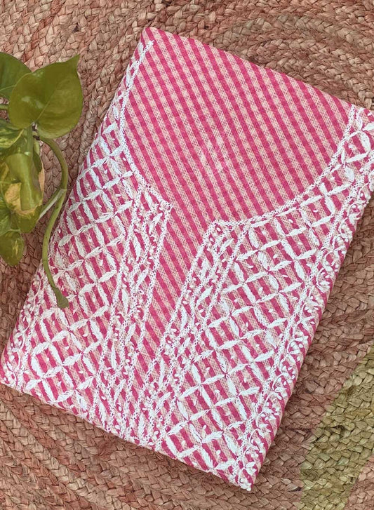 Pink Lehariya - Dhoop Kinaray Kota Kurta Fabric